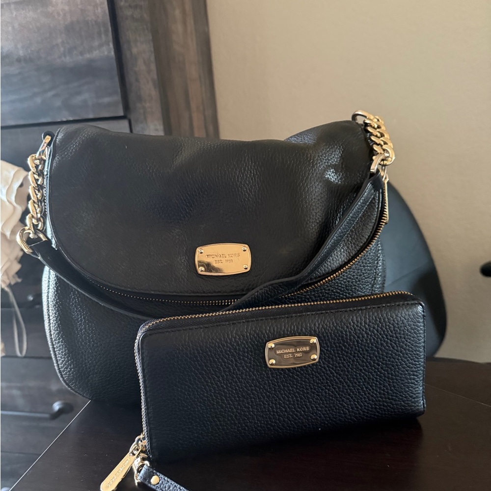 Michael Kors Black Shoulder Bag and Wallet